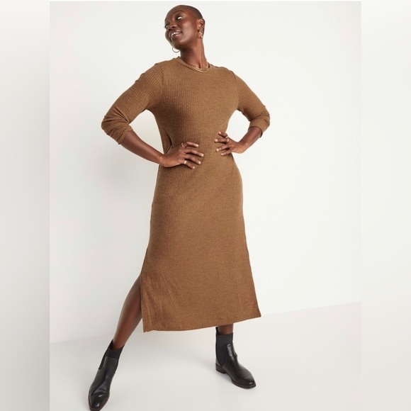 NWOT! Women's Night Owl Rib-Knit Long-Sleeve Maxi Shift Dress - Multiple - Picture 3 of 6